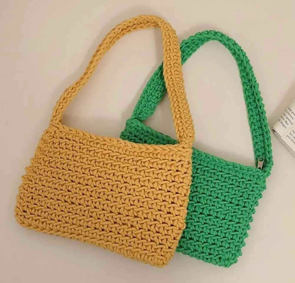 Handcrafted Crochet Cotton Handwoven Boho Knit Beach Shoulder & Tote Bag for Women Summer Vacation Essential