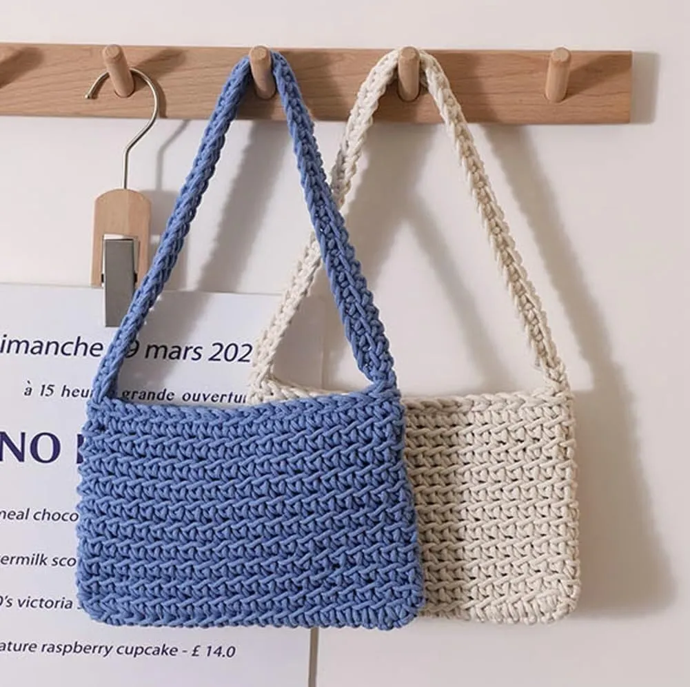 Handcrafted Crochet Cotton Handwoven Boho Knit Beach Shoulder & Tote Bag for Women Summer Vacation Essential