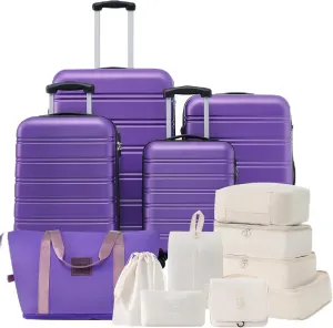 Hardshell Luggage Sets 4pcs with TSA Lock,Spinner wheels,for Men and Women. (Purple)
