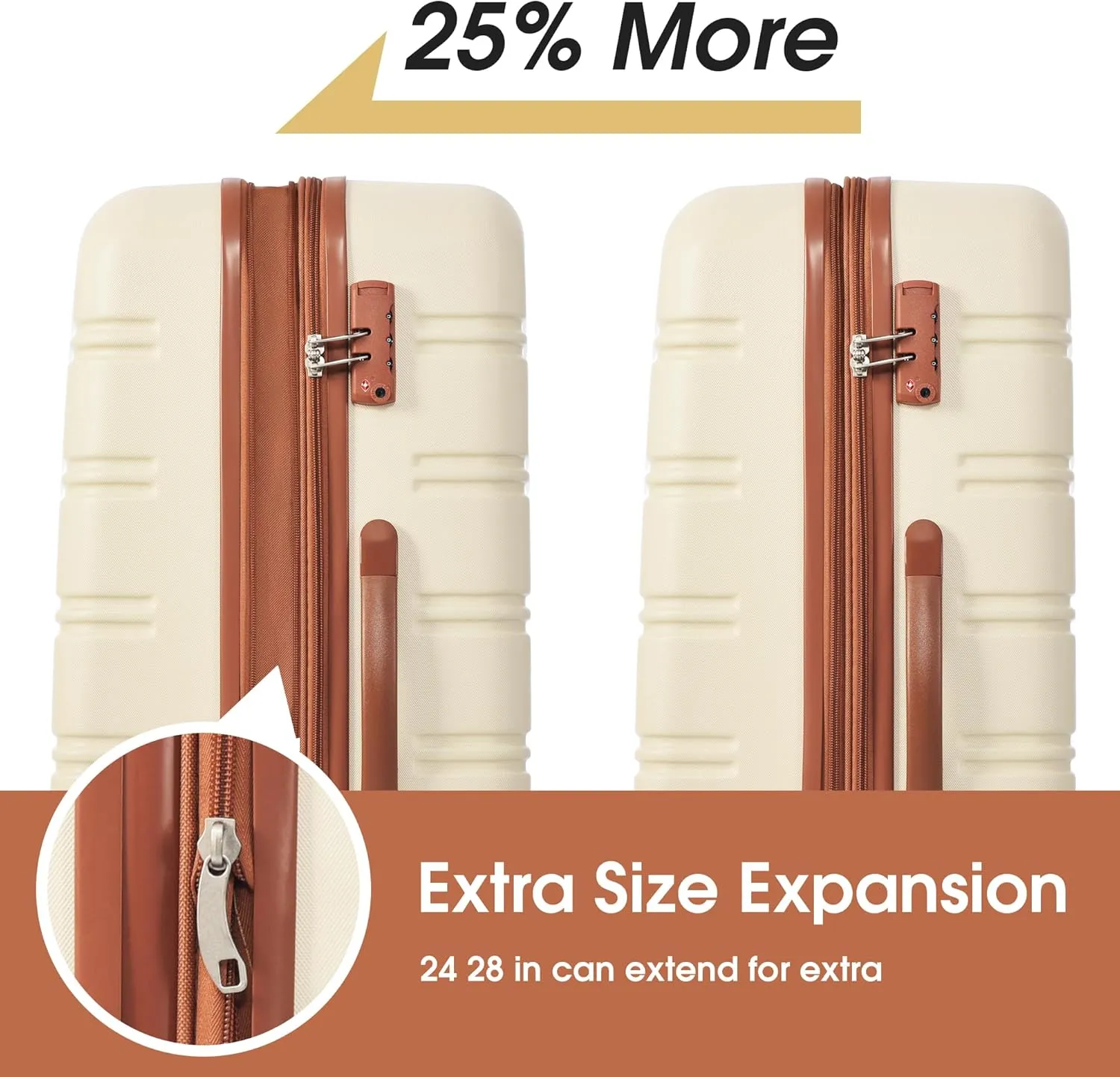 Hardshell Luggage Sets 4pcs with TSA Lock,Spinner wheels,for Men and Women. (White)