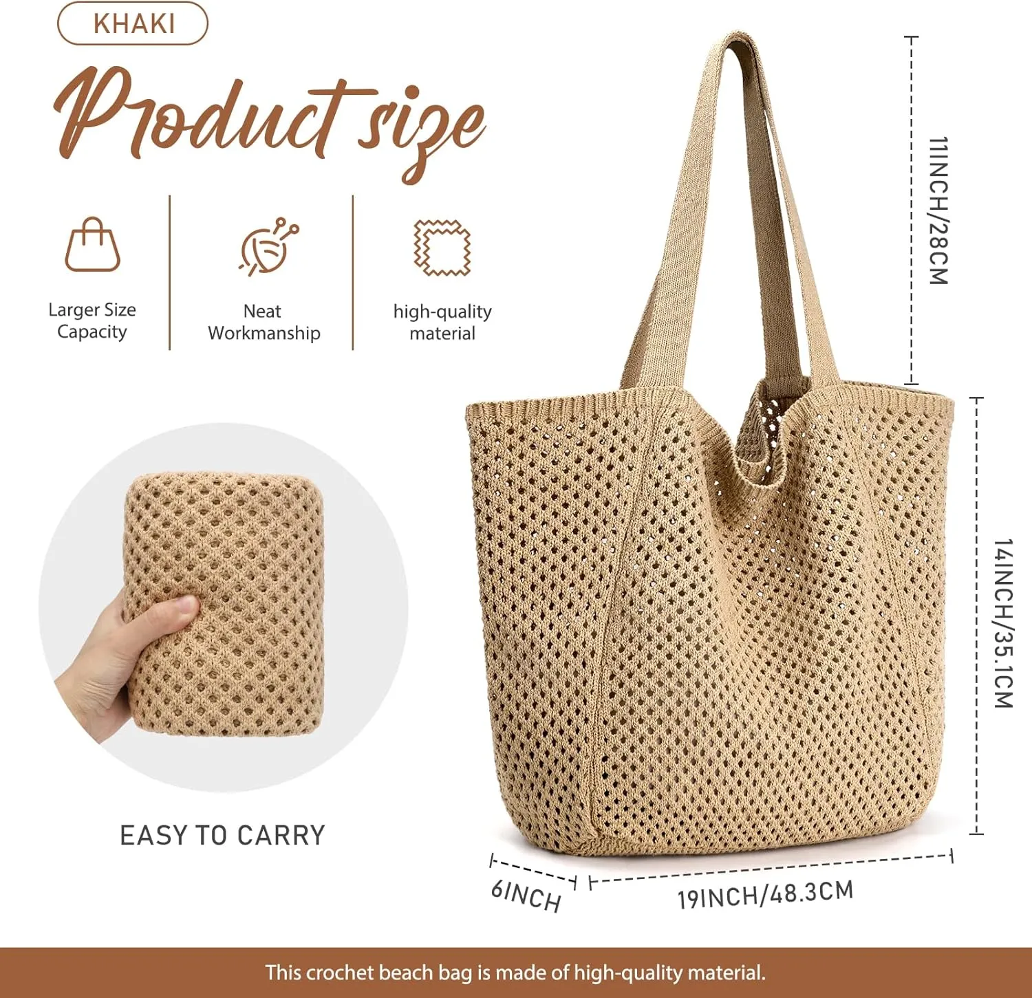 hatisan Crochet Bags for Women - Summer Beach Tote, Aesthetic Hippie Knit Bag