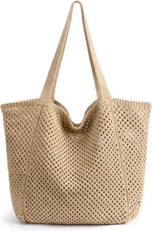 hatisan Crochet Bags for Women - Summer Beach Tote, Aesthetic Hippie Knit Bag