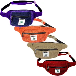 Hemp Fanny Pack Vegan Festival Belt Waist Bag Handmade Hip Bags Runners Belt for Hiking Fitness Adjustable Running Pouch for All Kinds of Phones Eco-Friendly All Purpose Travel Handy (Blue)