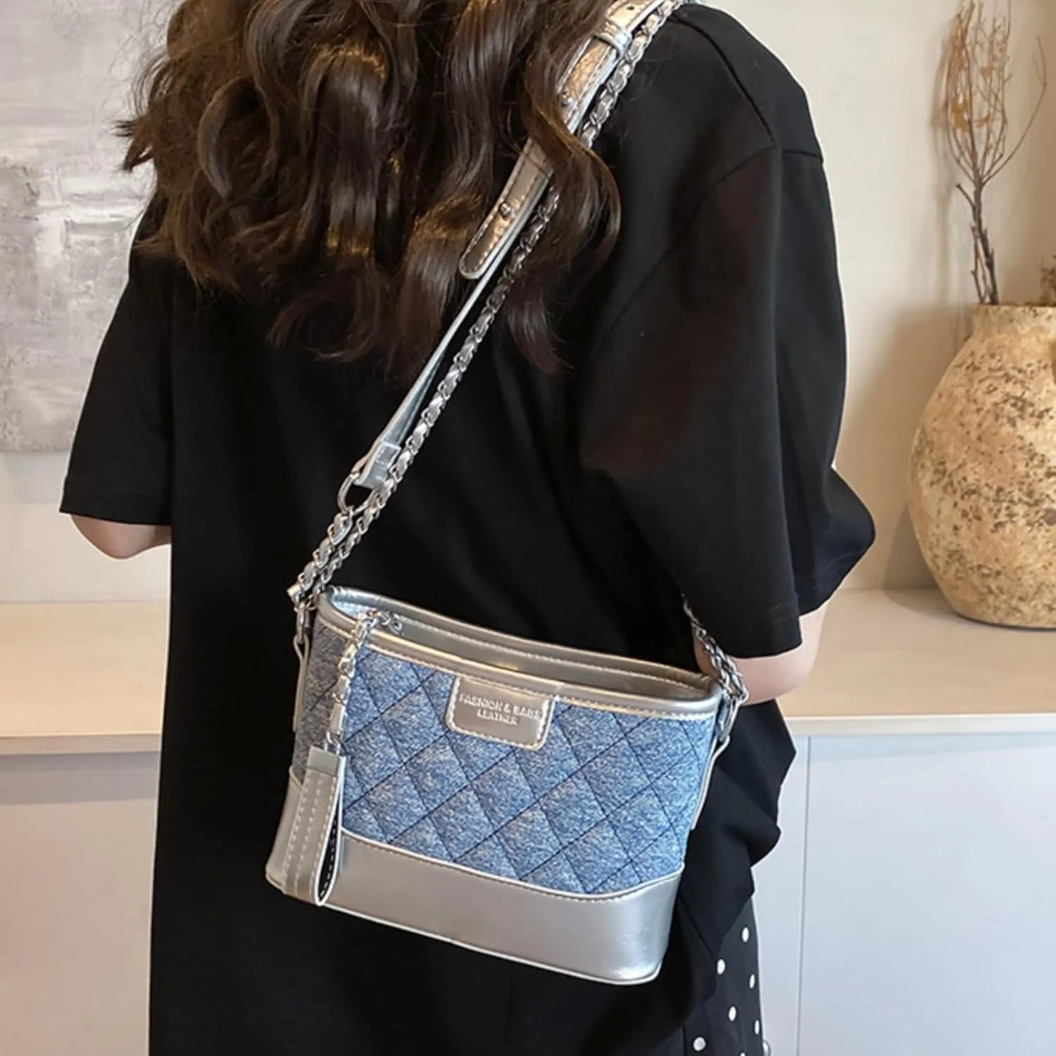 Hobo Bag For Women, Color-Block Wide Shoulder Strap Crossbody and Single Shoulder Bag,Functional Design