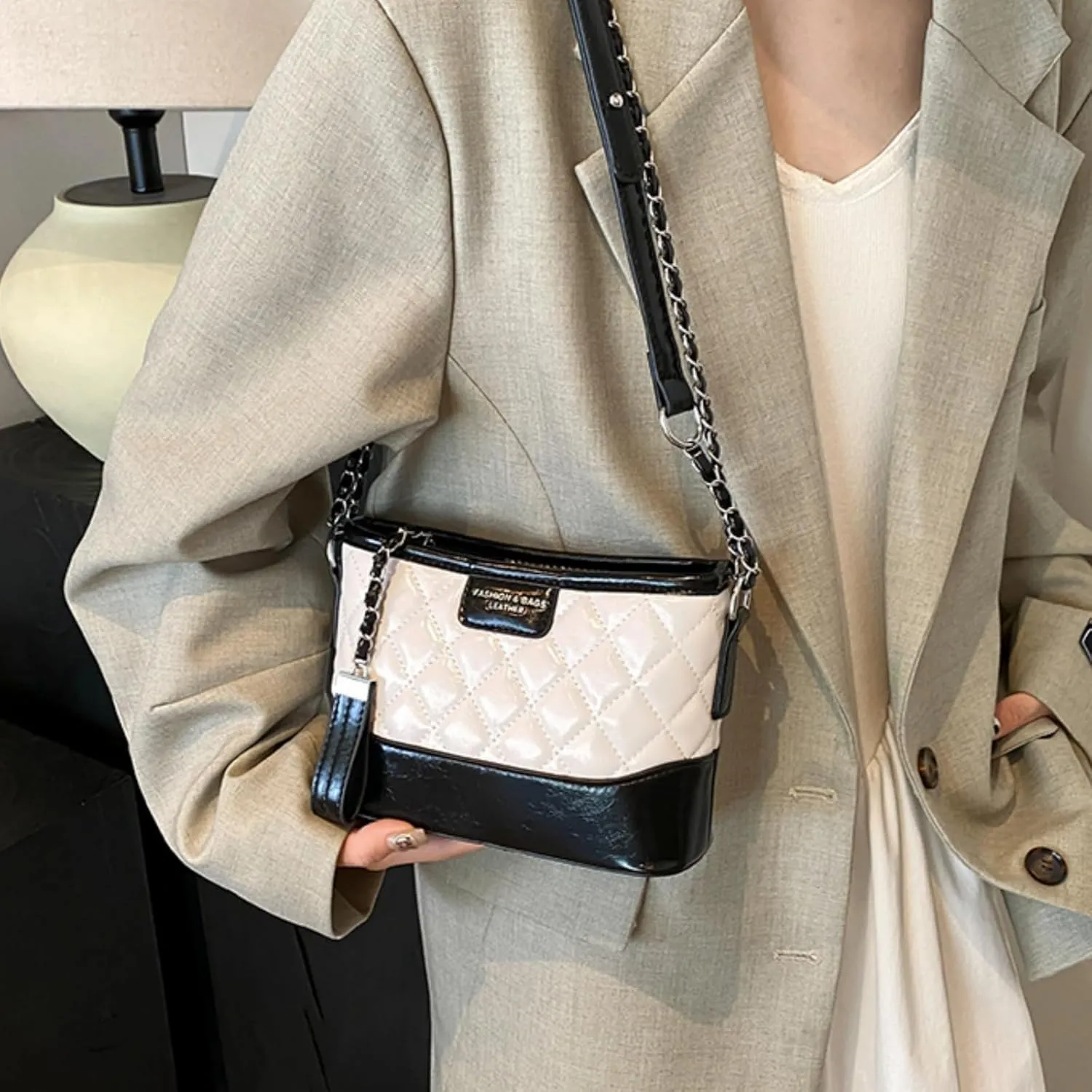Hobo Bag For Women, Color-Block Wide Shoulder Strap Crossbody and Single Shoulder Bag,Functional Design