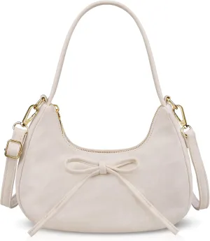 Hobo Bags For Women With Adjustable Strap, Crescent Bag With Zipper Top, White Shoulder Bag Summer, PU Crossbody Bags For Women