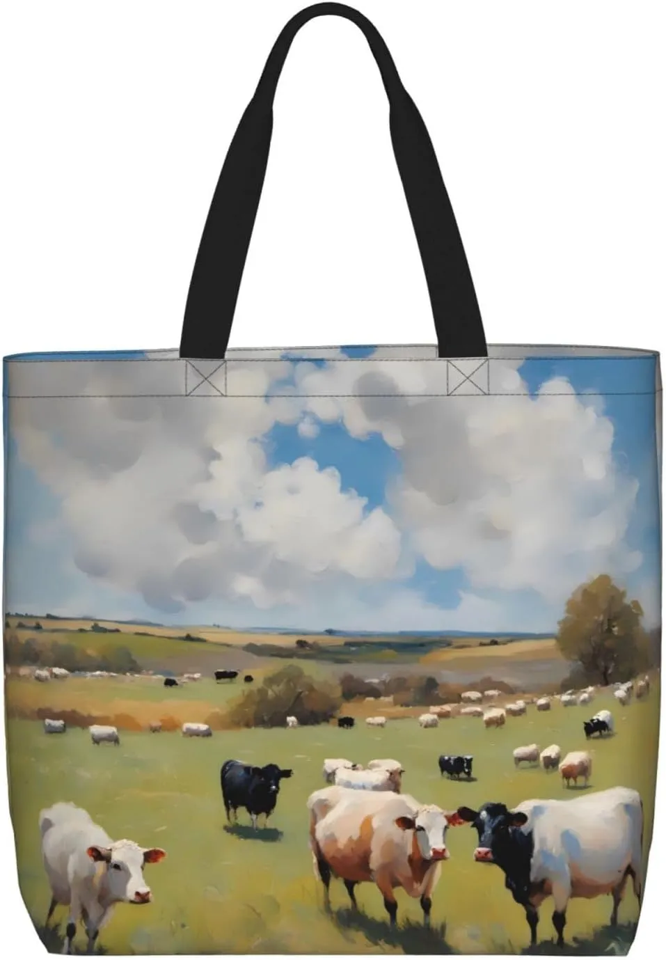 huge farm Women's Casual Tote Bags, Reusable Tote Shoulder Bags, Multi-Function Large Capacity Shopping Bags
