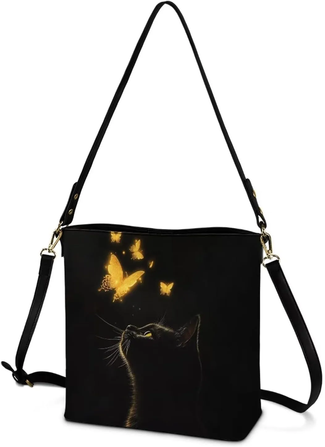 HUGS IDEA Boho Bags for Women Leather Handbag Shoulder Bucket Crossbody Purse