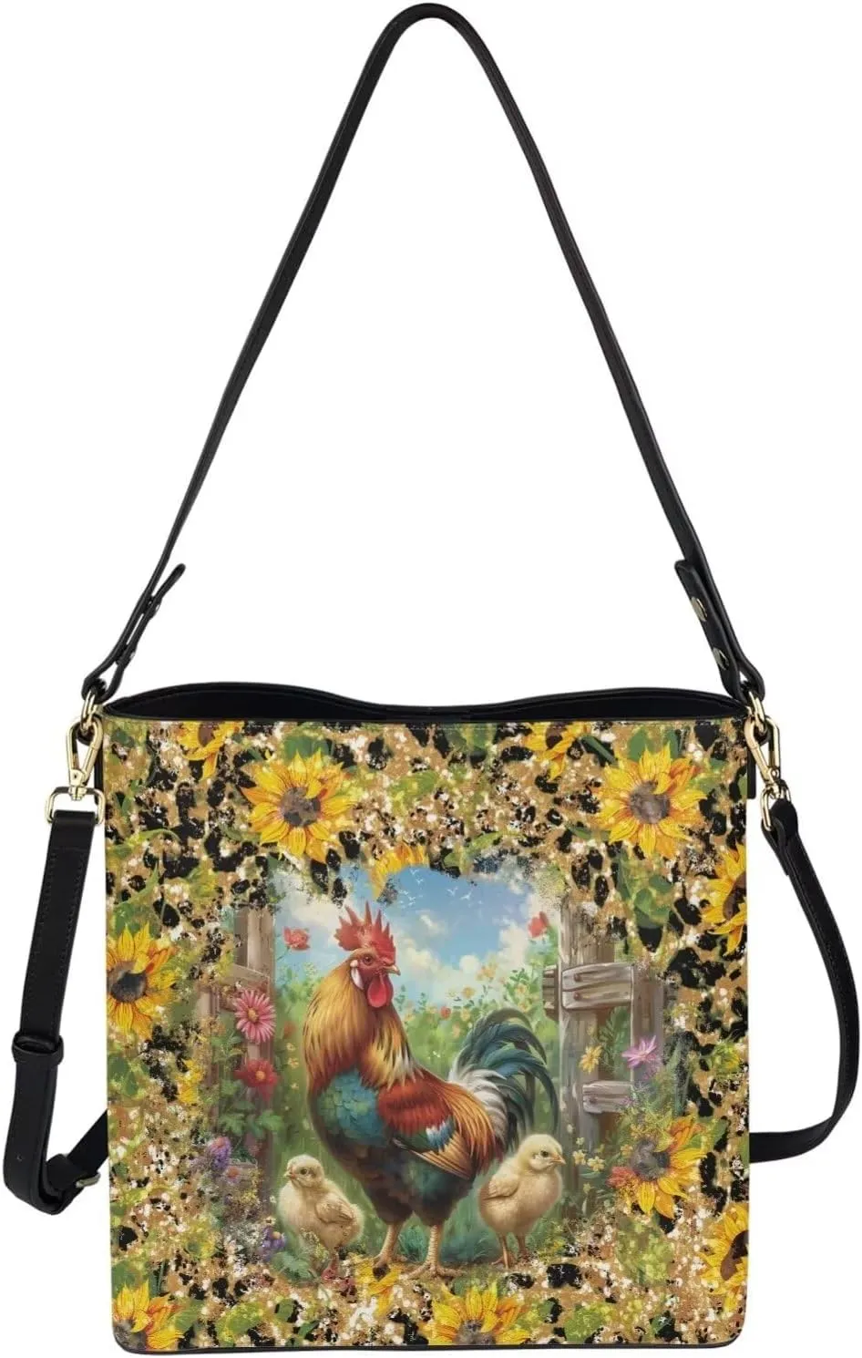 HUGS IDEA Boho Bags for Women Leather Handbag Shoulder Bucket Crossbody Purse
