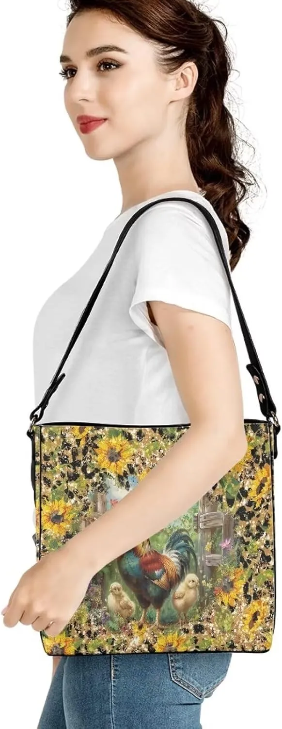 HUGS IDEA Boho Bags for Women Leather Handbag Shoulder Bucket Crossbody Purse