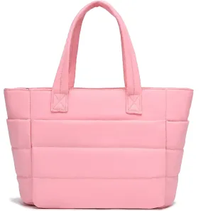 I IHAYNER Tote Bag for Women Lightweight Quilted Puffy Shoulder Handbag for Travel Work with Functional Compartments