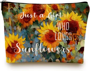 Inspirational Sunflower Cosmetic Bag for Women Ladies - Small Toiletry Cosmetic Handy Bag for Friends Daughter on Christmas Birthday - Zipper Closure Travel Pouch Storage Clutch Purse