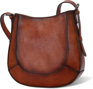 Iswee Shoulder Purses for Women Brown Leather Purses and Handbags Crossbody Bag Satchel