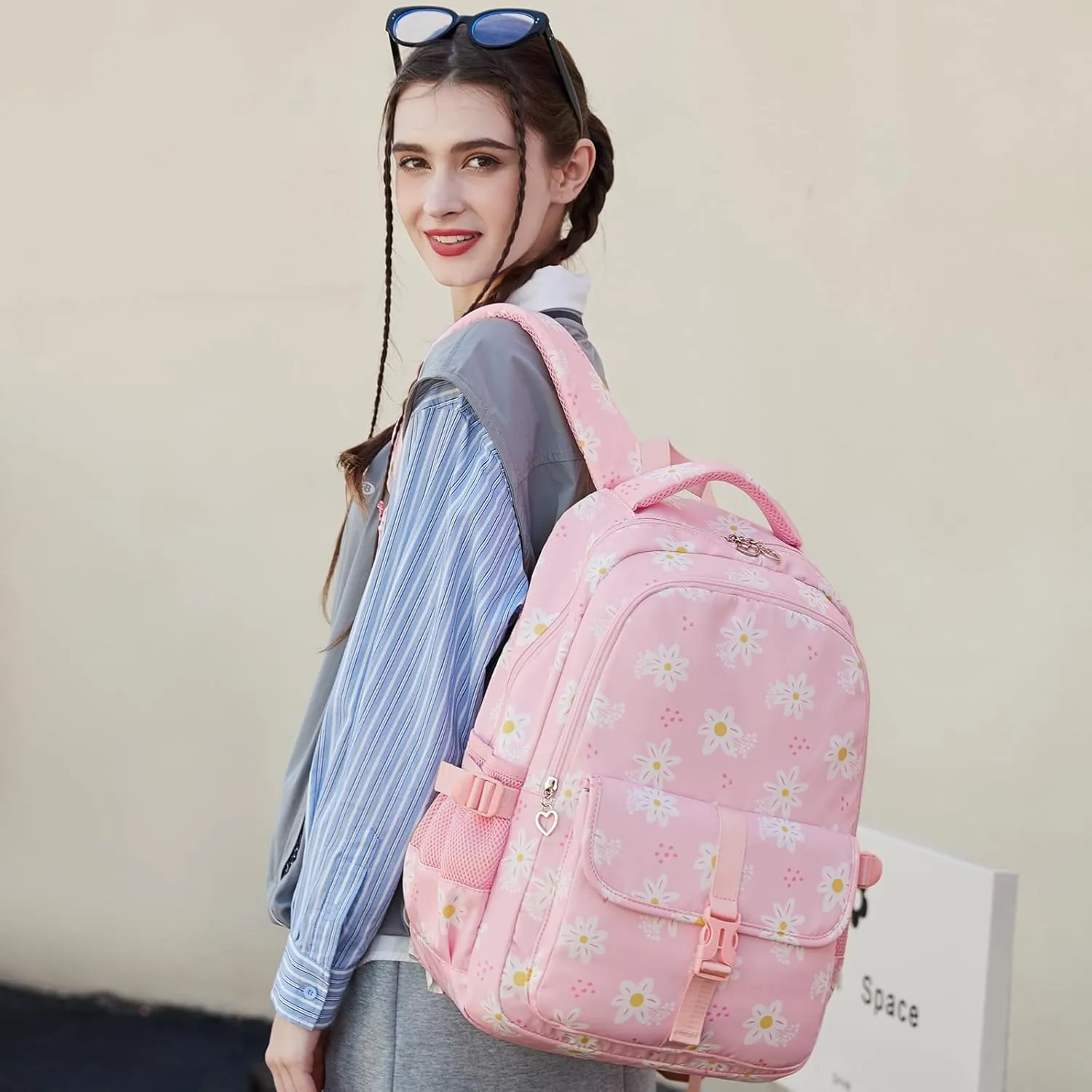 Joyfulife Lightweight Water Resistant Daisy Backpacks for Girls Elementary Primary Middle High School Backpack Teens Childs Bookbag Back to School Bag