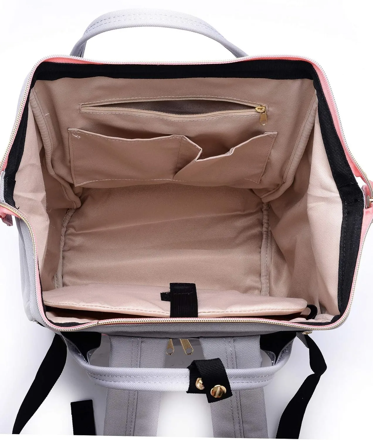 Kah&Kee Polyester Travel Backpack Functional Anti-theft School Laptop for Women Men (Light Grey*Pink, Medium)