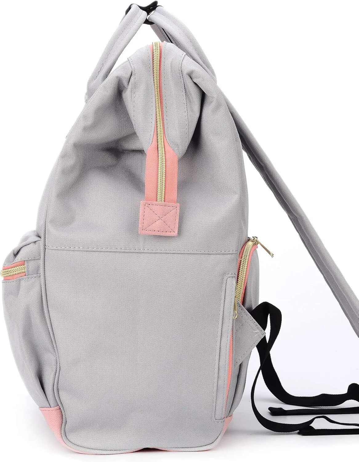 Kah&Kee Polyester Travel Backpack Functional Anti-theft School Laptop for Women Men (Light Grey*Pink, Medium)