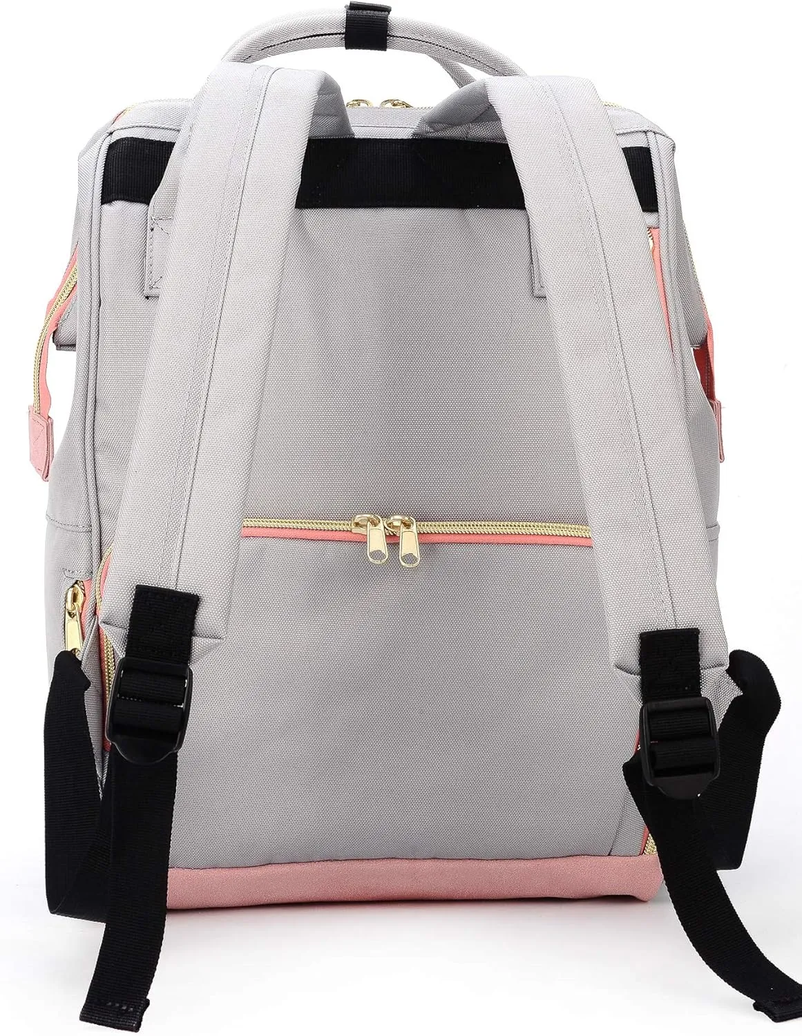 Kah&Kee Polyester Travel Backpack Functional Anti-theft School Laptop for Women Men (Light Grey*Pink, Medium)