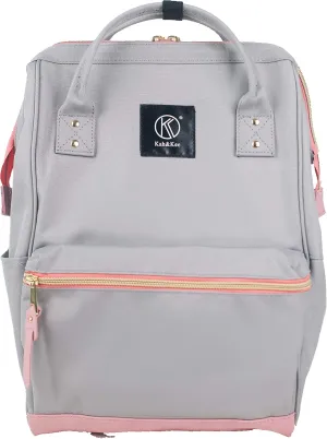 Kah&Kee Polyester Travel Backpack Functional Anti-theft School Laptop for Women Men (Light Grey*Pink, Medium)