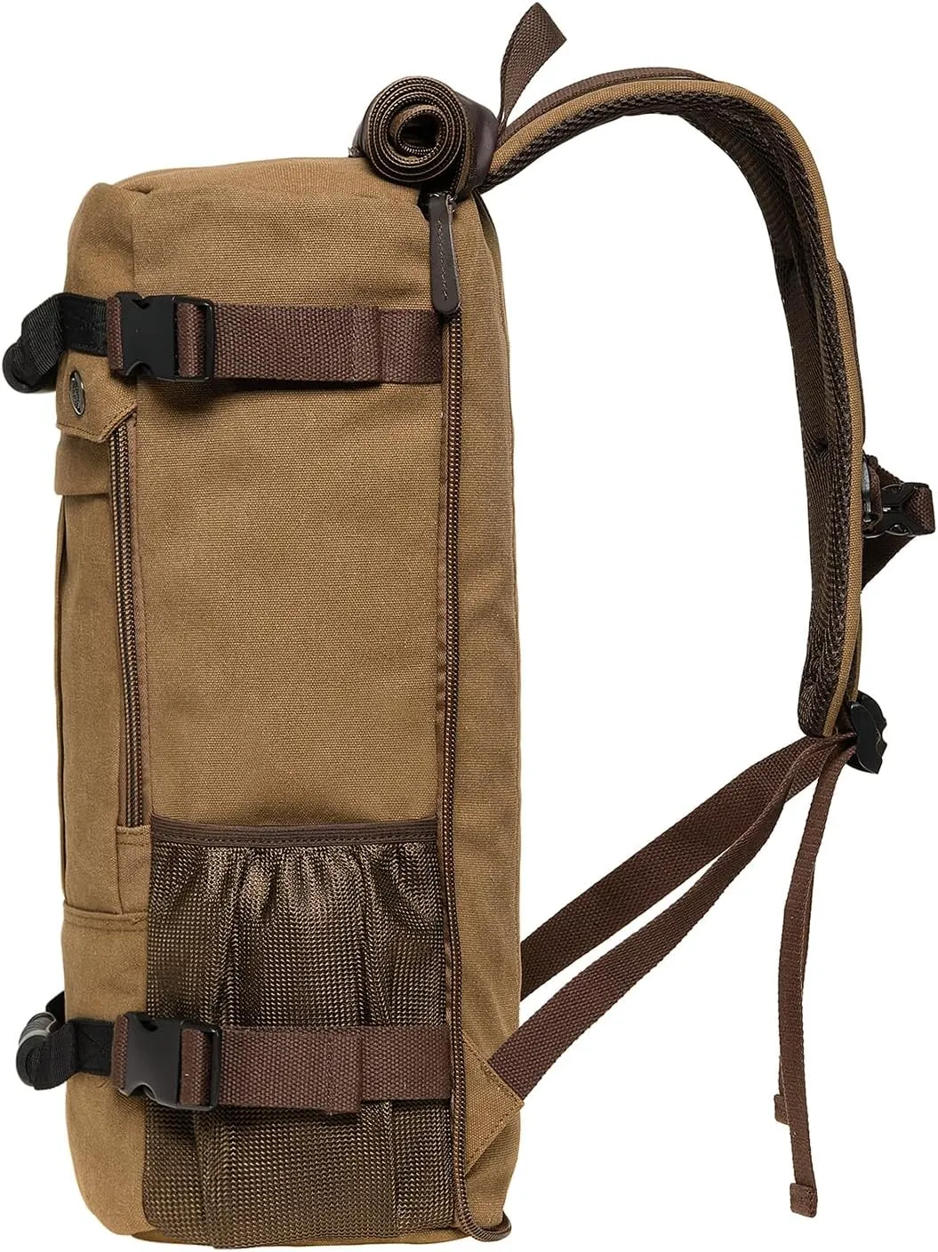 KAUKKO Canvas Travel Backpack Multi-Functional Bag Fits 17" Laptop, Large Capacity Hiking Backpack, Outdoor Casual Daypack KHAKI,23.8L