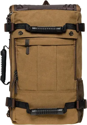 KAUKKO Canvas Travel Backpack Multi-Functional Bag Fits 17" Laptop, Large Capacity Hiking Backpack, Outdoor Casual Daypack KHAKI,23.8L