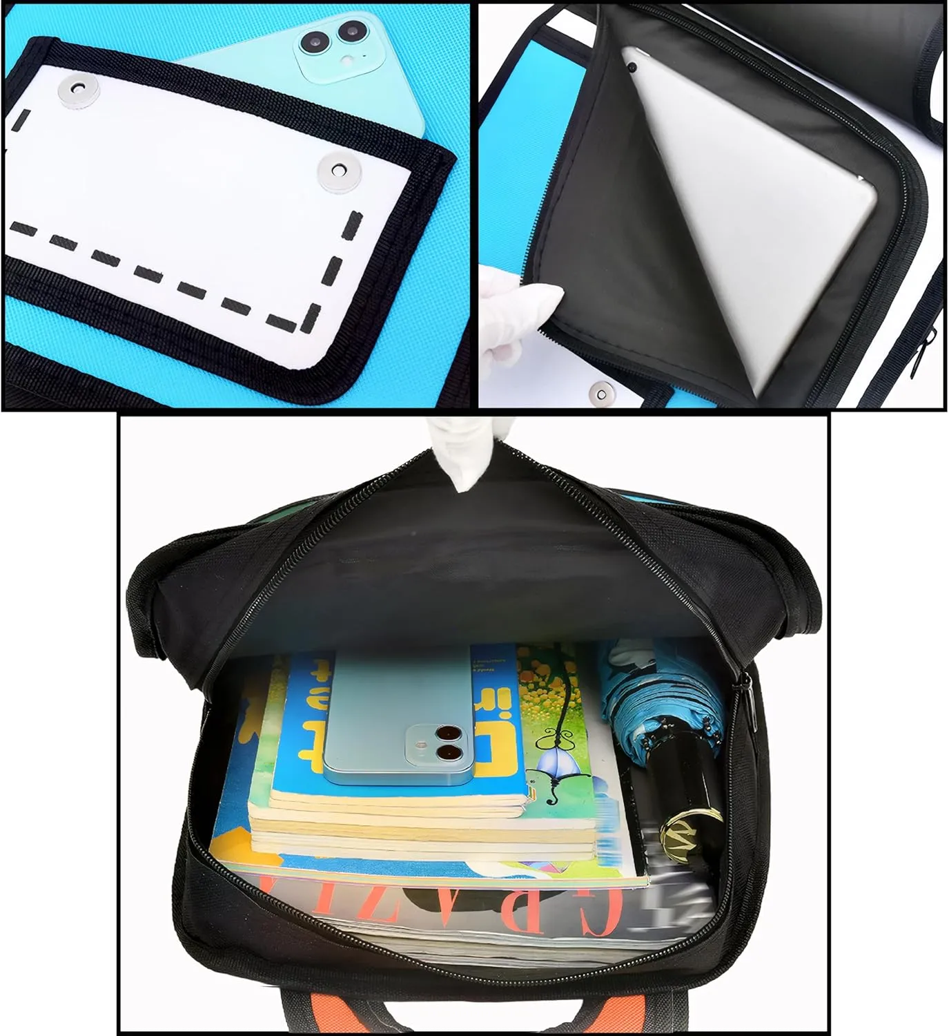 Kids Kawaii Backpack for Boys Girls Cute Toddler 2D Cartoon Comic Paper Jump Bookbag Fun Weird School Schoolbag (Blue, Large)