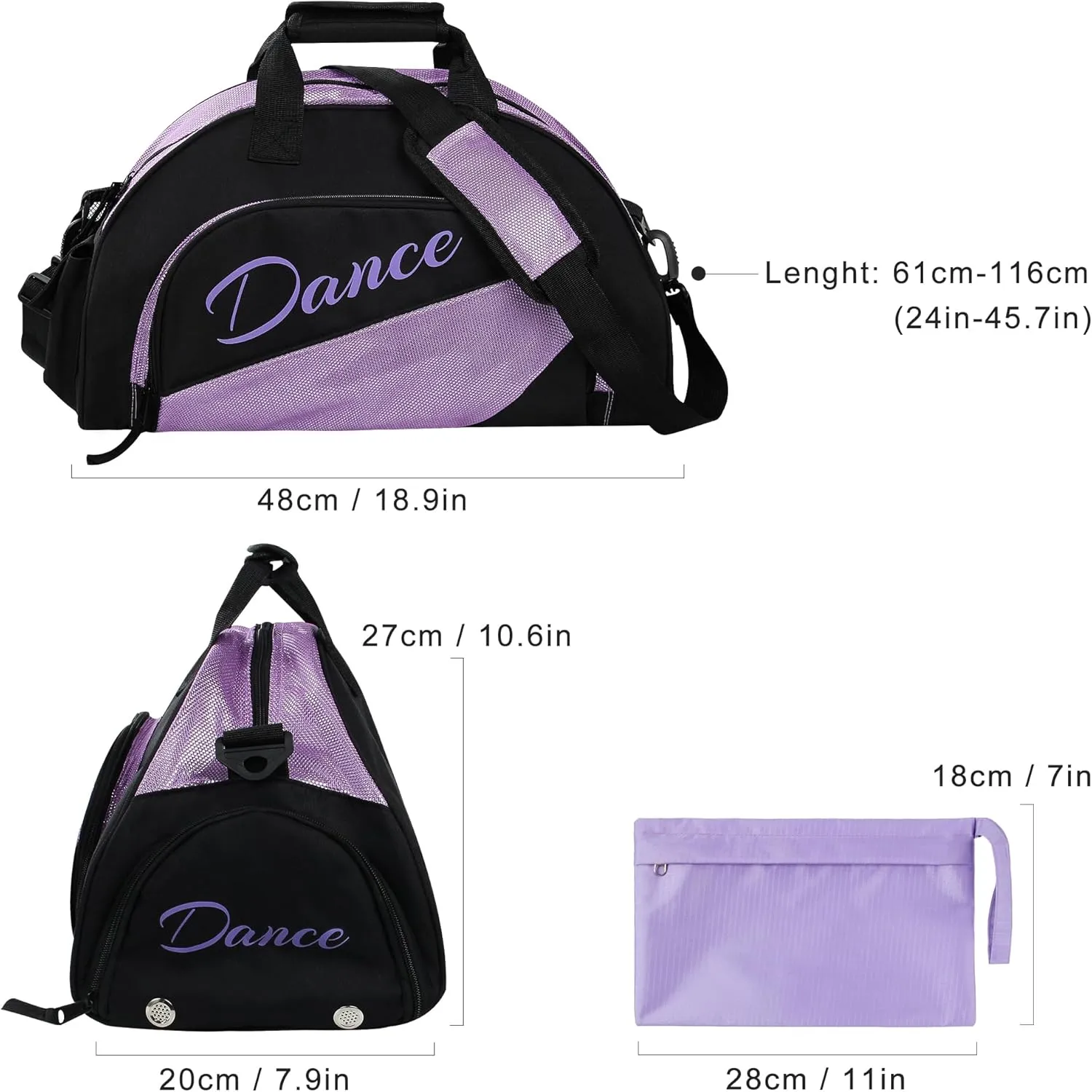 kilofly Ballet Dance Sports Gym Duffel Bag Travel Carry On   Handy Pouch