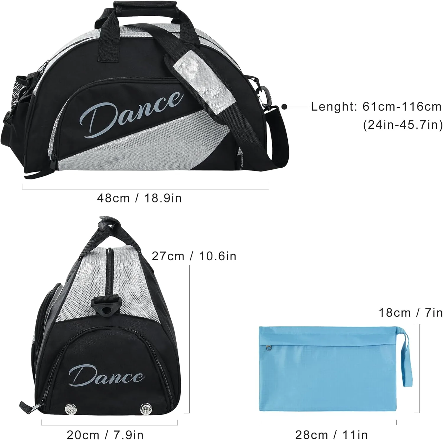 kilofly Ballet Dance Sports Gym Duffel Bag Travel Carry On   Handy Pouch