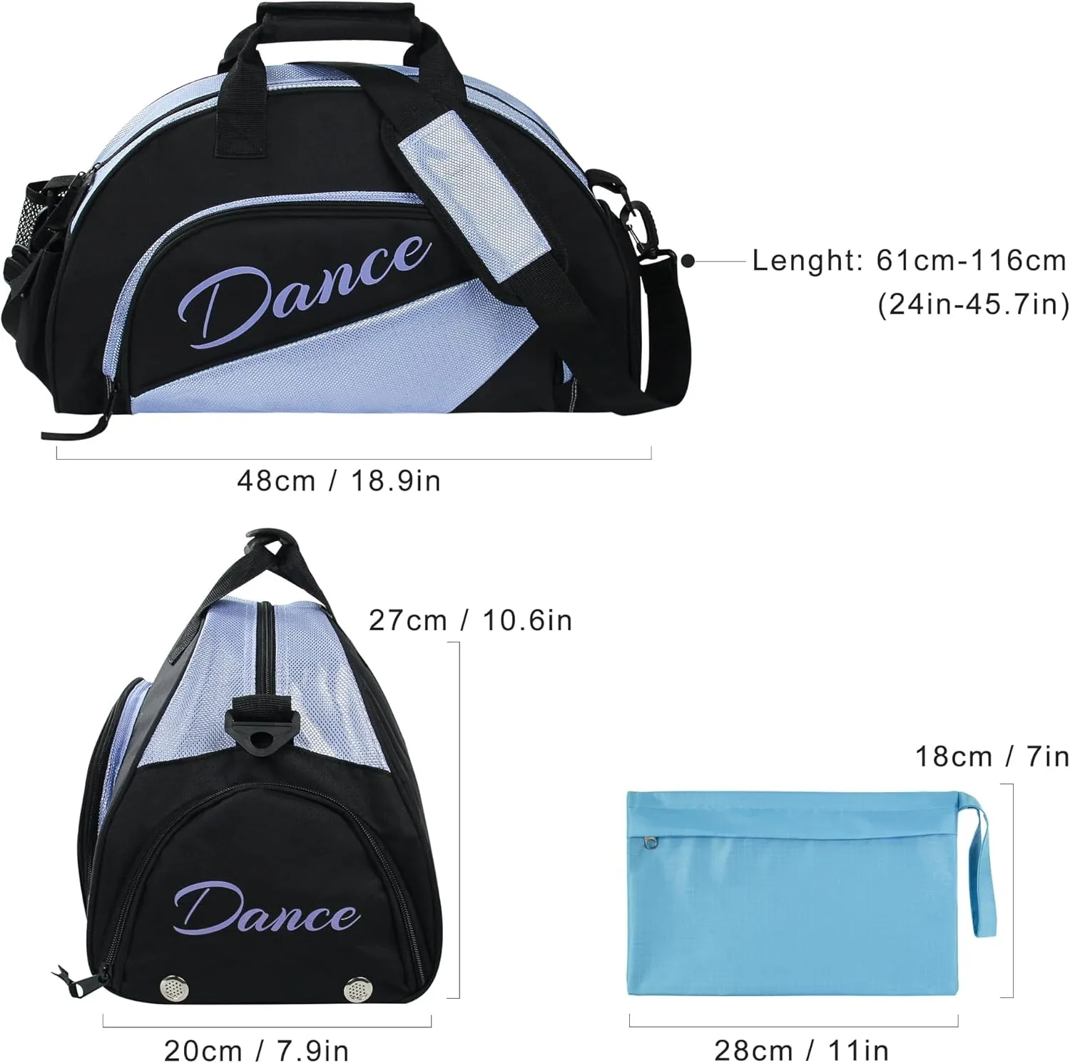 kilofly Ballet Dance Sports Gym Duffel Bag Travel Carry On   Handy Pouch