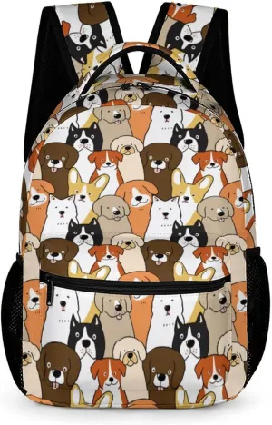 KOYI Cute Kids Backpack Dog School Backpack for Boys Girls, Cute Puppy Dog Backpack, Funny Animal Backpack, Dog Print Travel Laptop Backpack, Elementary Boys Girls School Backpack, 16.5 Inch