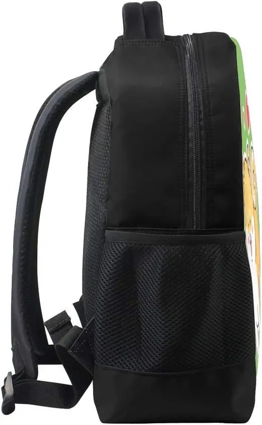 Kuizee Classic Backpack Schoolbag Adjustable Padded Shoulder Straps Daypack Dog Cute Animal Green Casual Bags Durable College Daily 16Inch