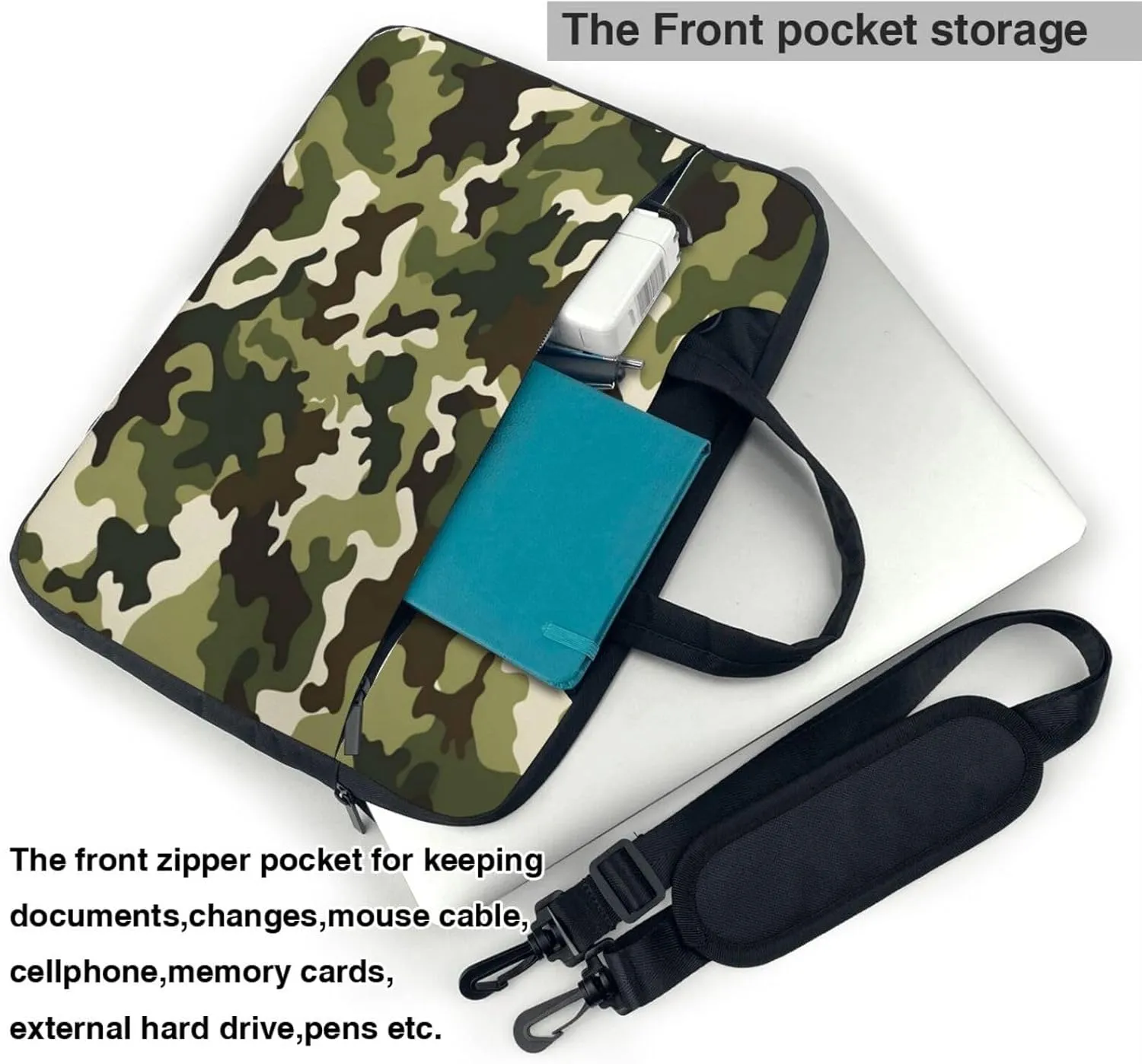 Laptop Bag Case Classic Green Camo Pattern Computer Messenger Shoulder Bag Laptop Sleeve Briefcase