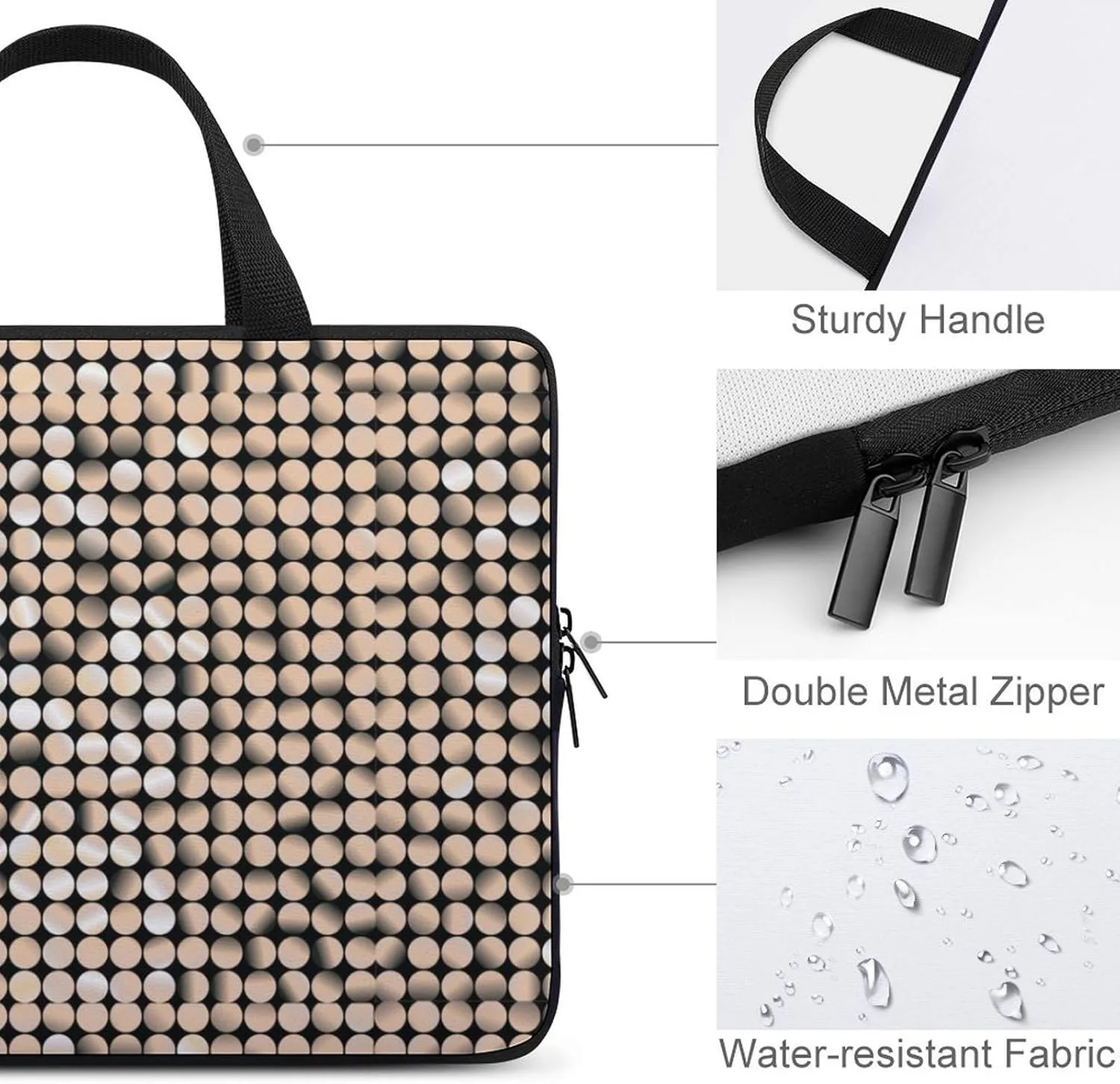 Laptop Case Sleeve Travel Golen Mosaic HandBag Laptop Bag Shock-proof Classic Protective Computer Cover Tote Briefcase