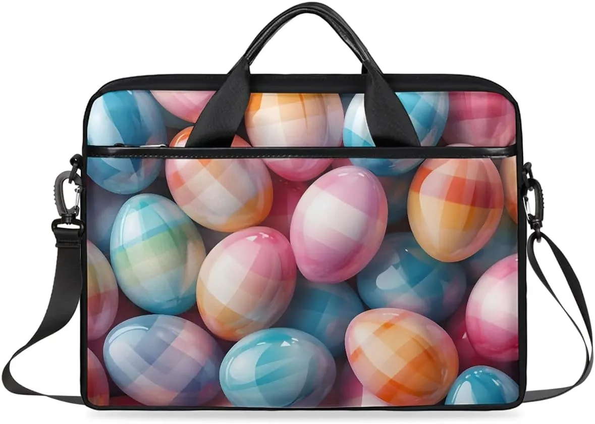 Laptop Shoulder Bag Modern Easter Pattern Tablet Computer Notebook Sleeve Messenger Bags Carrying Case with Strap Briefcase Tote for 14 15 in Laptops