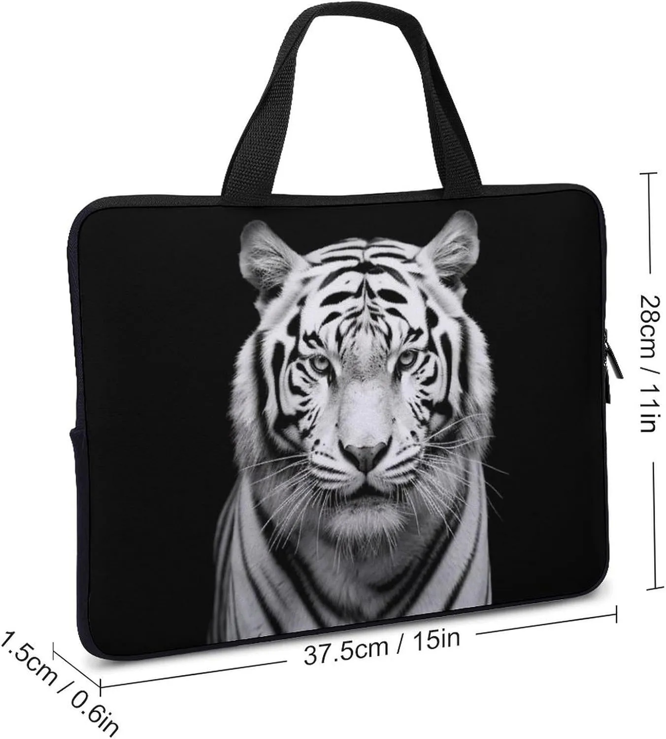 Laptop Sleeve with Handle Black And White Tiger Laptop Sleeve Bag Ultra-Thin Computer Bag Cover for 12-17 Inch