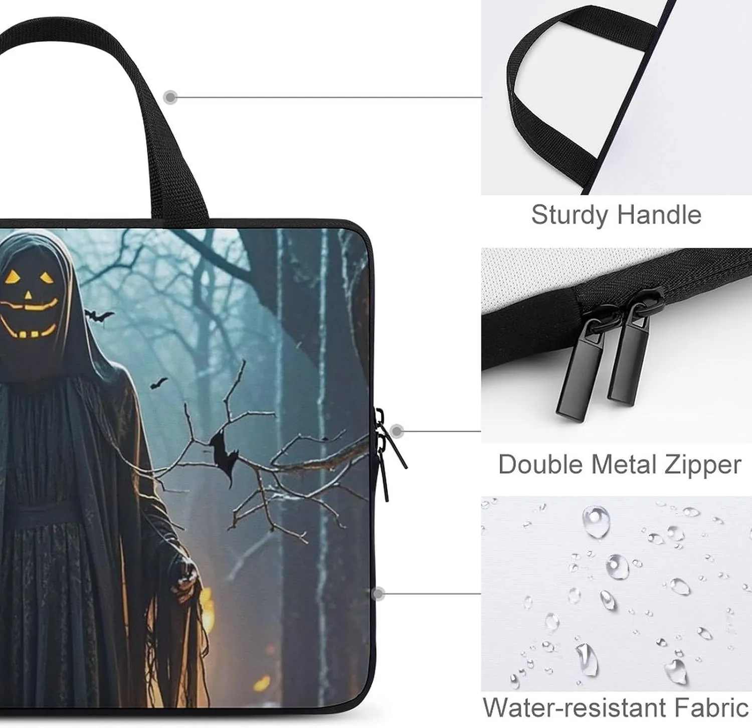 Laptop Sleeve with Handle Ghosts Haunt The Night Laptop Sleeve Bag Ultra-Thin Computer Bag Cover for 12-17 Inch