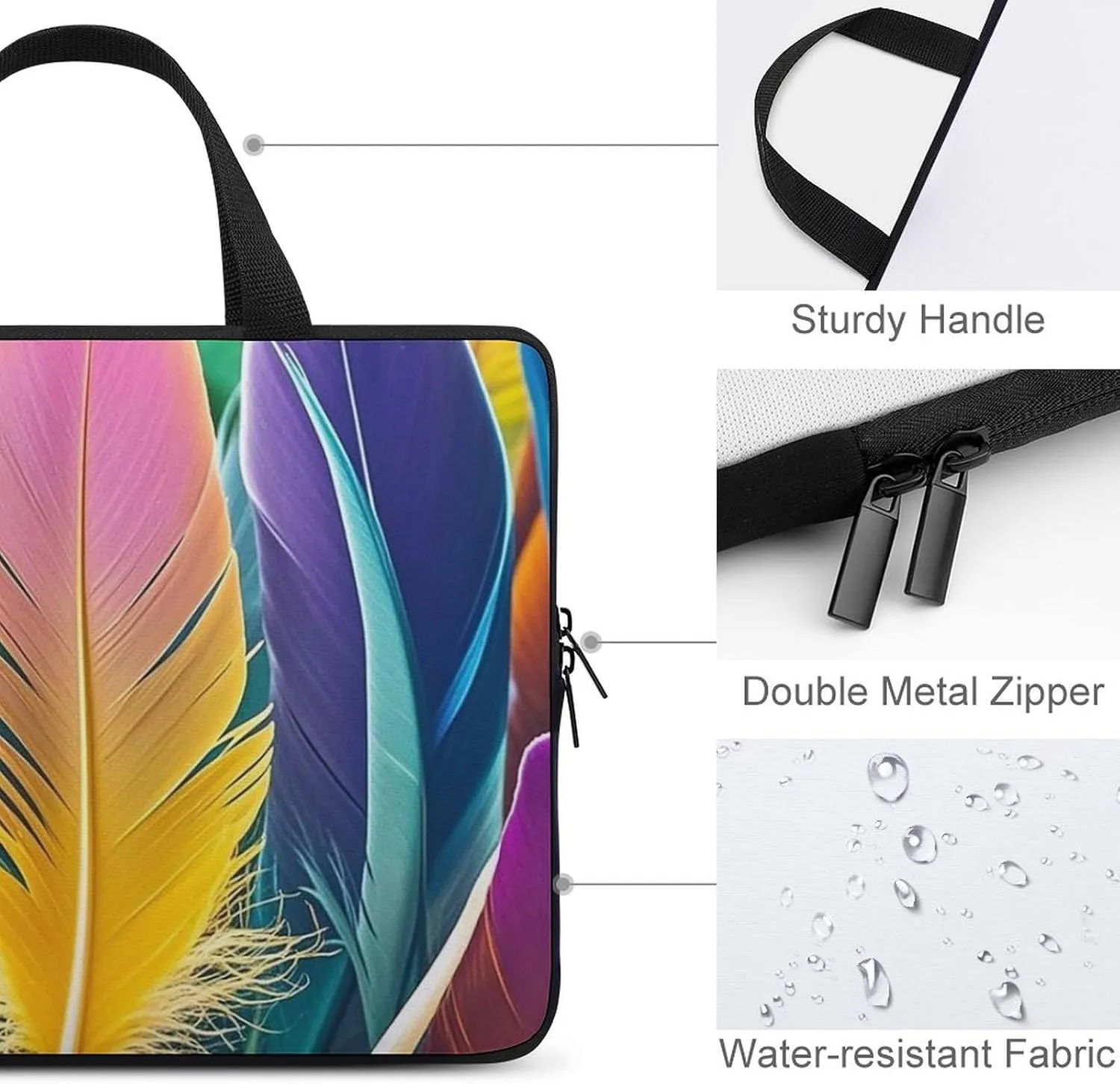 Laptop Sleeve with Handle Lots of Feathers Laptop Sleeve Bag Ultra-Thin Computer Bag Cover for 12-17 Inch