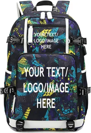 Large Capacity Custom Laptop Backpack With USB Charging Port, Personalized College Bag, Durable Outdoor Bags Mochila (Mixed Color Yellow)