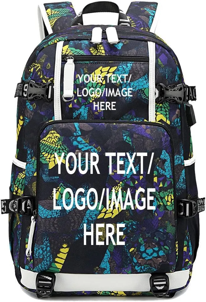 Large Capacity Custom Laptop Backpack With USB Charging Port, Personalized College Bag, Durable Outdoor Bags Mochila (Mixed Color Yellow)