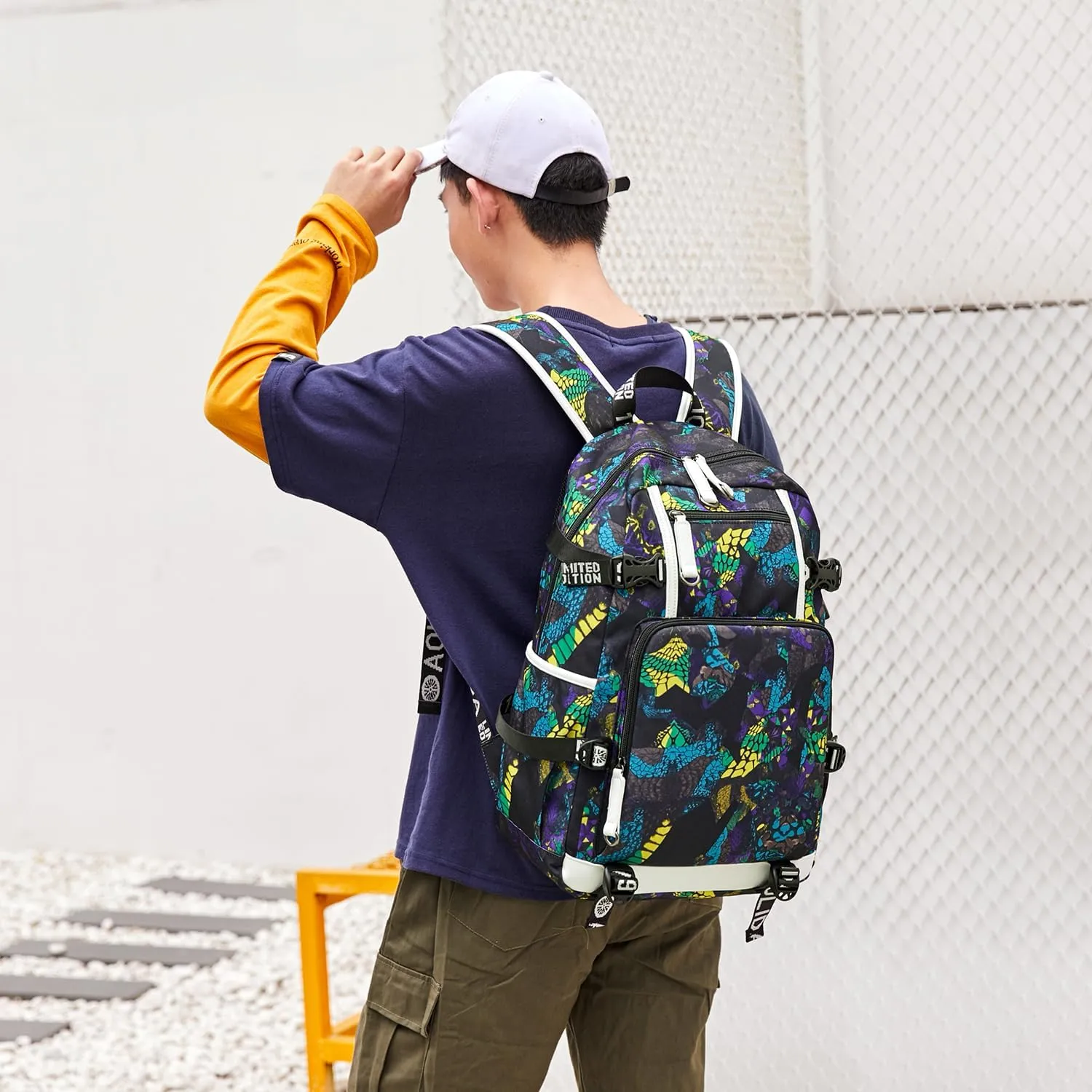 Large Capacity Custom Laptop Backpack With USB Charging Port, Personalized College Bag, Durable Outdoor Bags Mochila (Mixed Color Yellow)