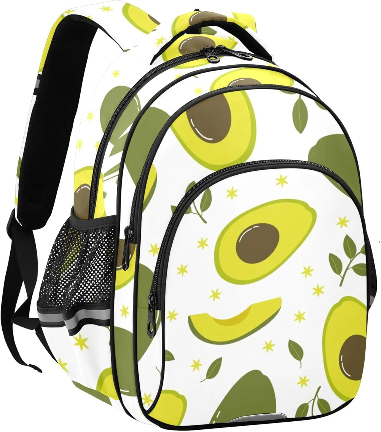 Large Casual Daypack for Men Women - Avocado Leaves Flowers Lightweight Travel Laptop Backpack Shoulder Bag Hiking Backpacks