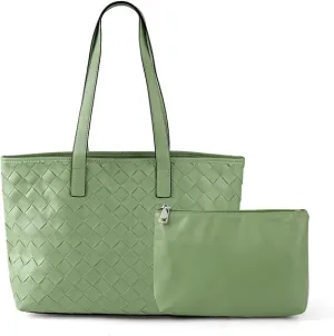 Large Travel HandBag Woven Tote Bag for Women Top Handle Satchel Shoulder Bag for Women Vegan Leather Shopper Bag