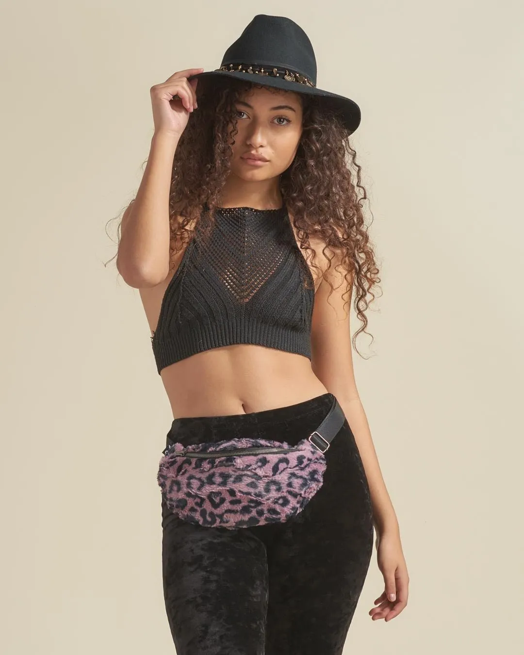 Lavender Leopard ULTRA SOFT Faux Fur Fanny Pack