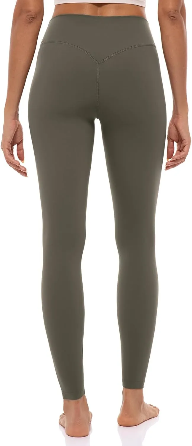 Lavento Women's All Day Soft Light Yoga Leggings 25" - No Front Seam Workout Legging Active Tights