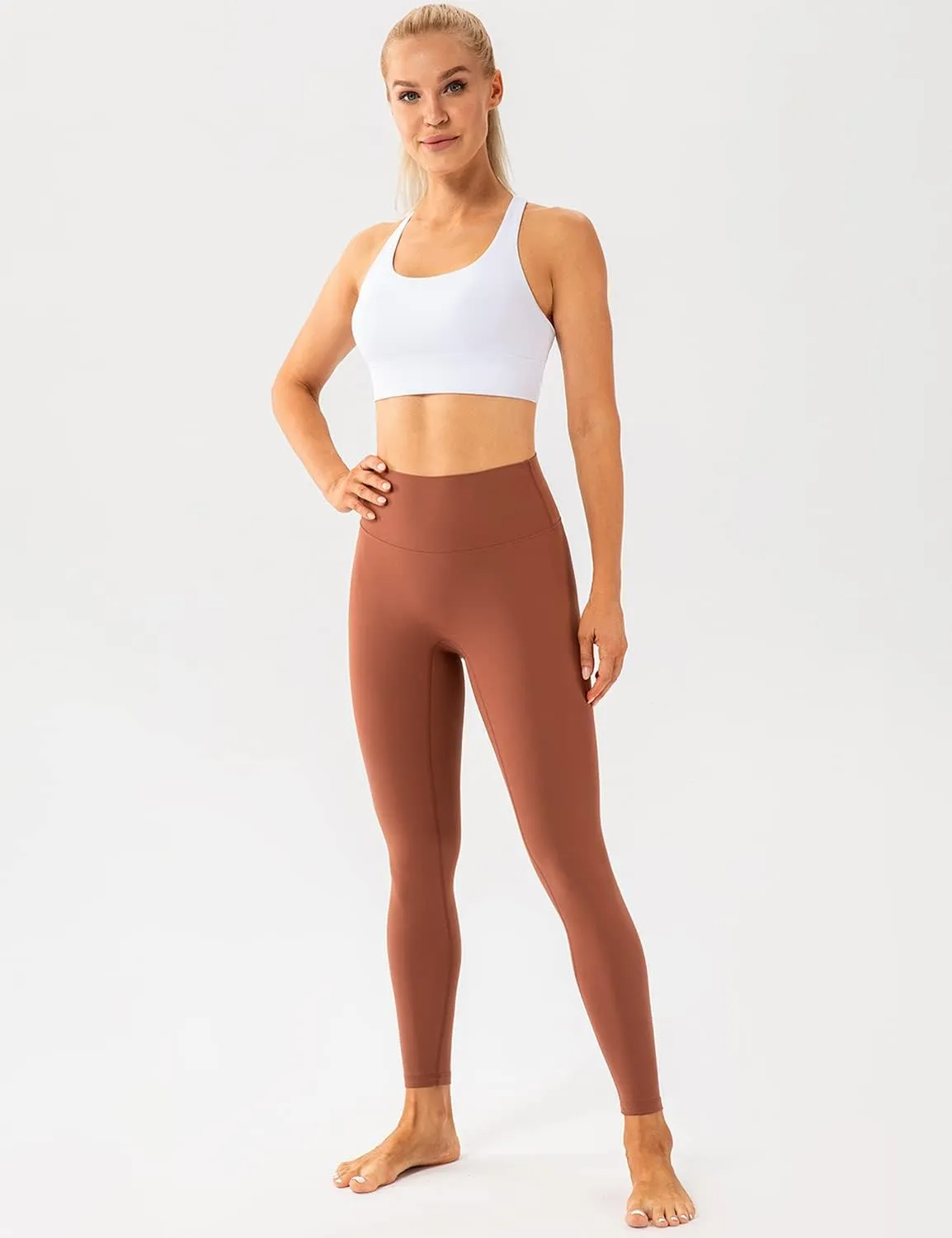 Lavento Women's All Day Soft Light Yoga Leggings 25" - No Front Seam Workout Legging Active Tights