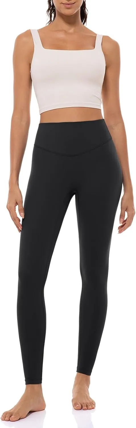 Lavento Women's All Day Soft Light Yoga Leggings 25" - No Front Seam Workout Legging Active Tights