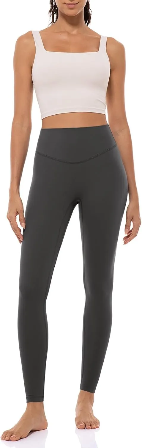 Lavento Women's All Day Soft Light Yoga Leggings 25" - No Front Seam Workout Legging Active Tights