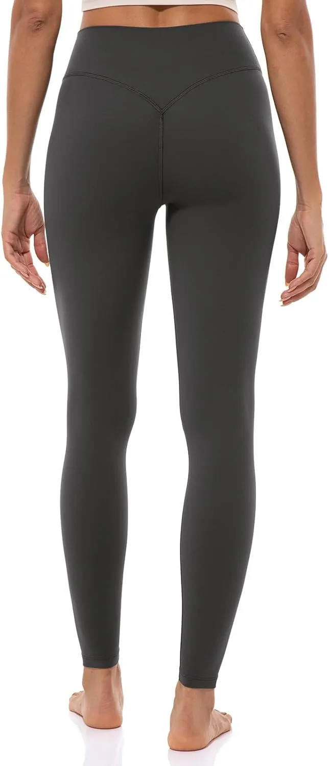Lavento Women's All Day Soft Light Yoga Leggings 25" - No Front Seam Workout Legging Active Tights