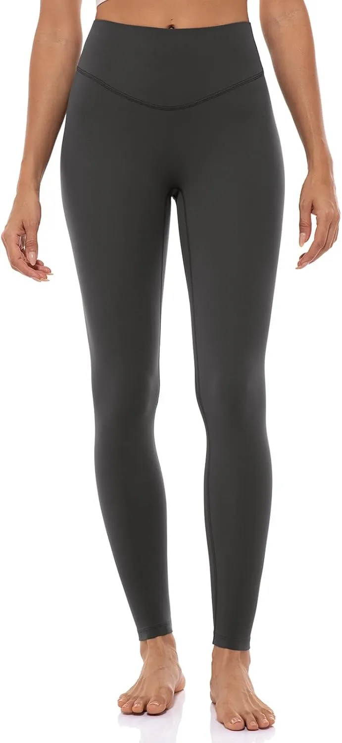Lavento Women's All Day Soft Light Yoga Leggings 25" - No Front Seam Workout Legging Active Tights