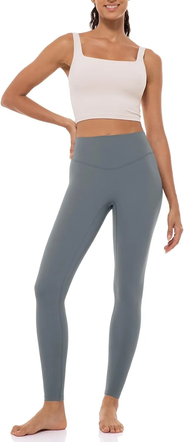 Lavento Women's All Day Soft Light Yoga Leggings 25" - No Front Seam Workout Legging Active Tights