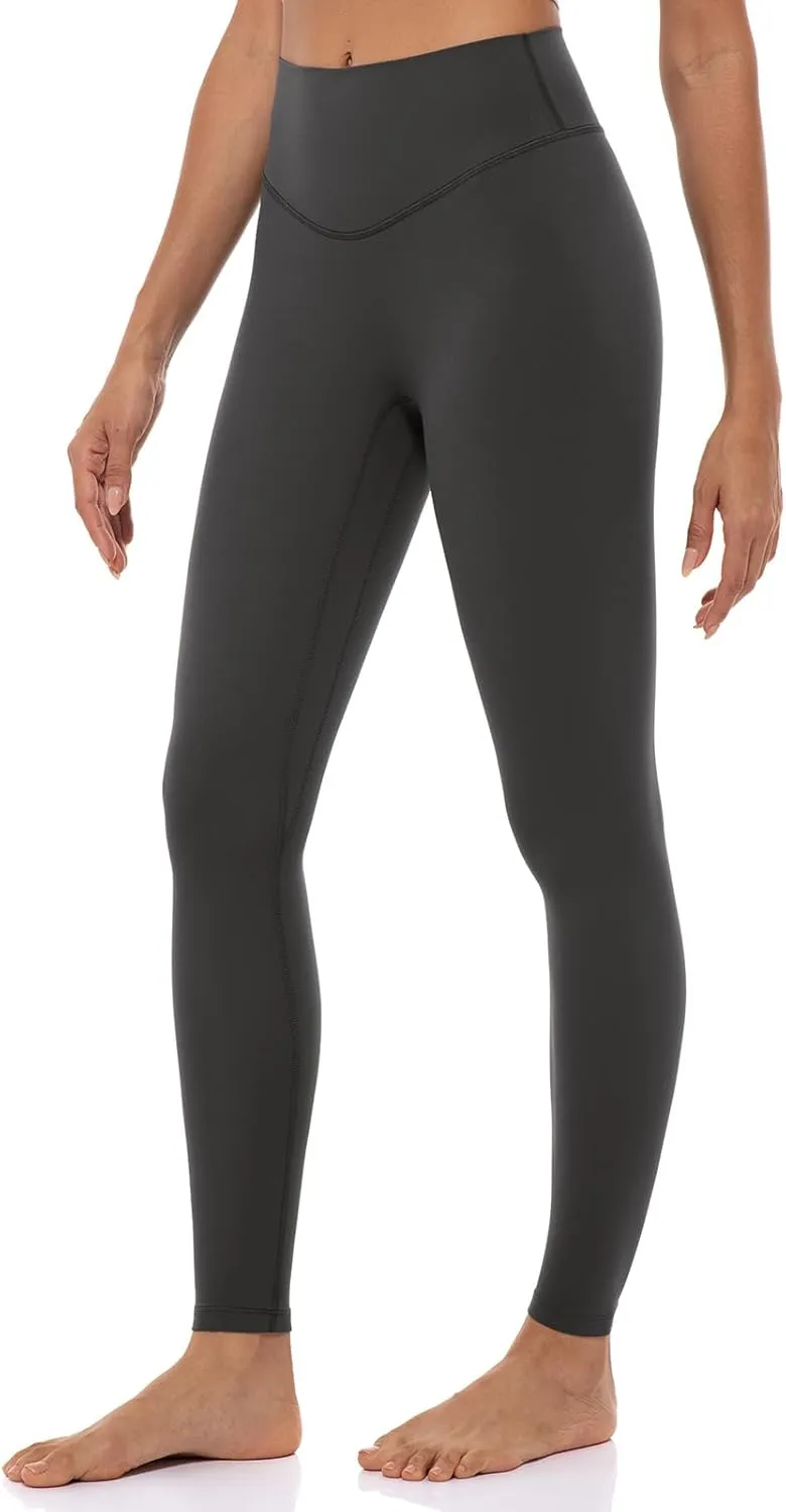 Lavento Women's All Day Soft Light Yoga Leggings 25" - No Front Seam Workout Legging Active Tights